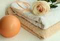 Spa towel and candle